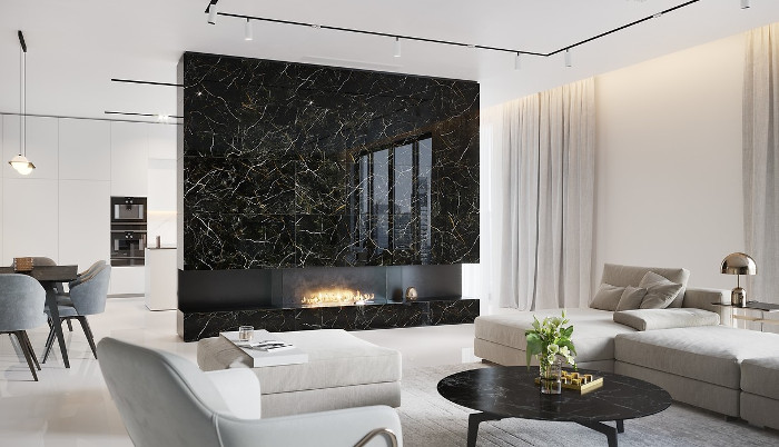 Athena oak w salonie pełnym światła i przestrzeni